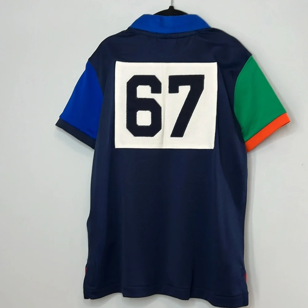 NWOT POLO Ralph Lauren Kids Blue Colorblock Short Sleeve Dress Shirt Boys Size 7 - Picture 2 of 7